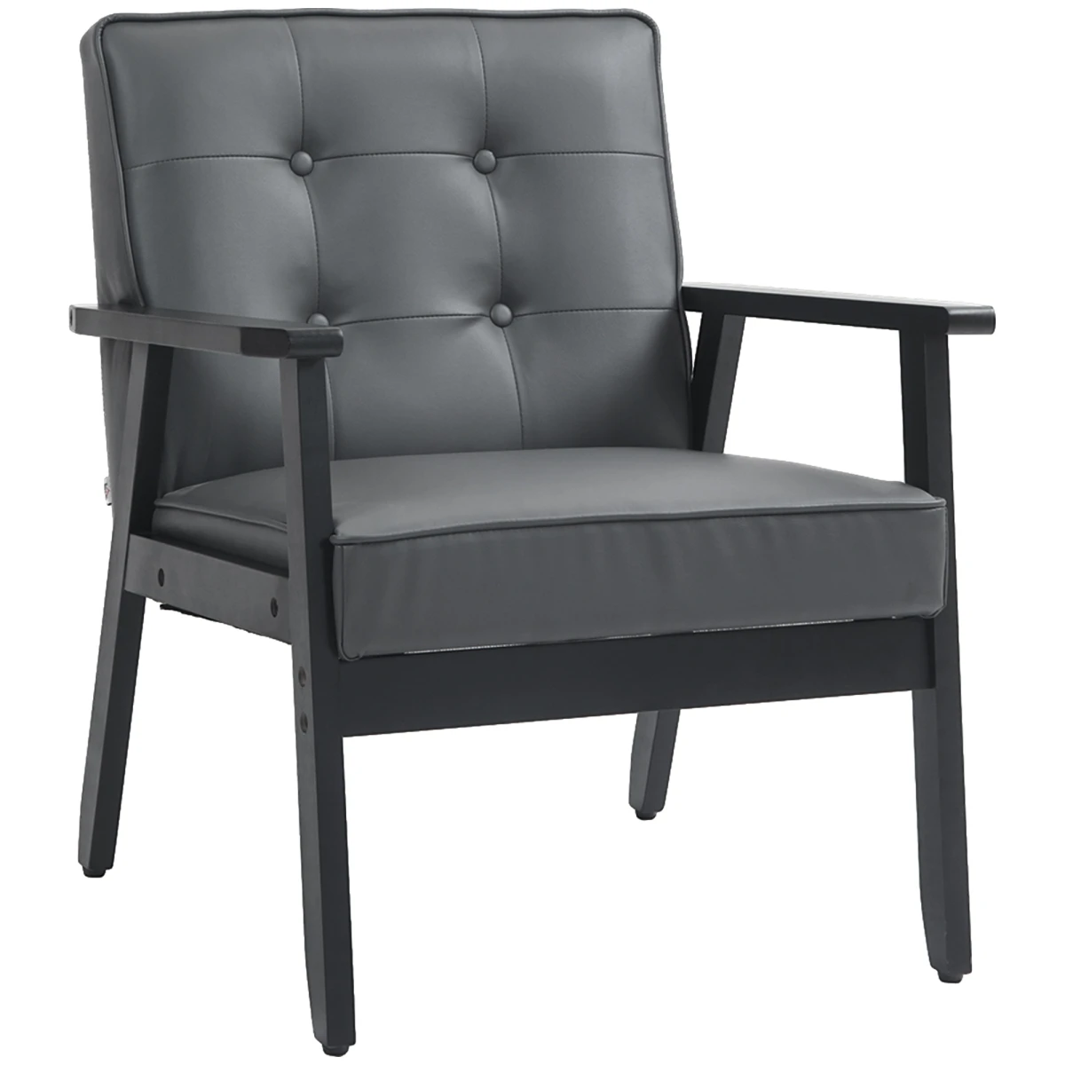 HOMCOM Accent Chair PU Leather Tufted Grey for Living Room by HOMCOM