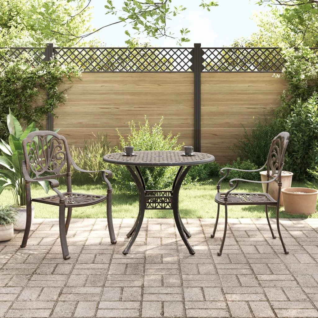 vidaXL 3 Piece Bistro Set Bronze Cast Aluminium by vidaXL