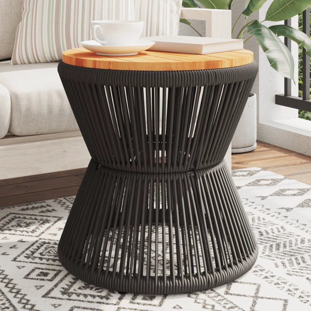 VidaXL Coffee Table Wire Base Black Ø45x44 cm Solid Acacia Wood Living Room Decor by vidaXL