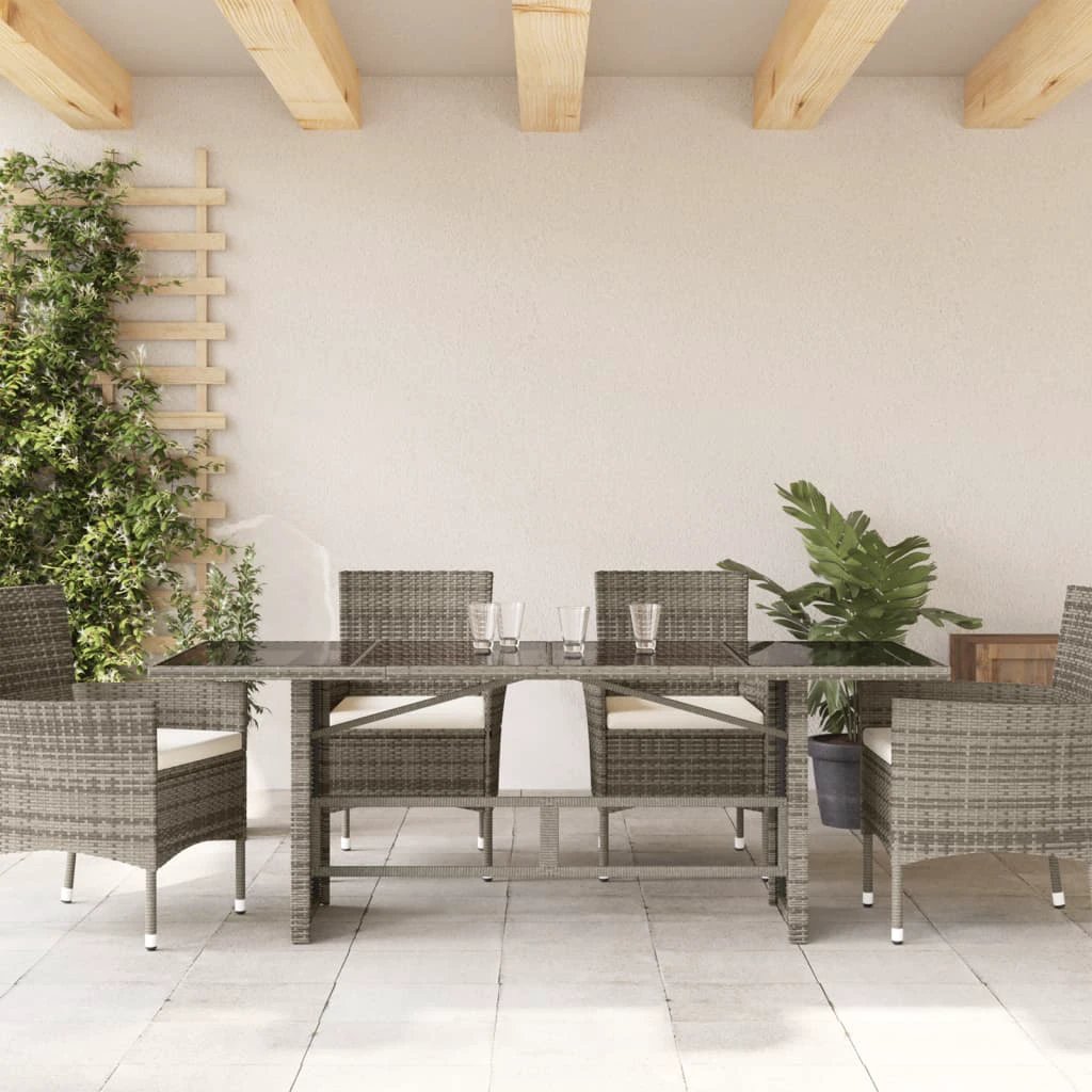 vidaXL Garden Table with Acacia Wood Top Grey 190x80x75 cm Poly Rattan by vidaXL