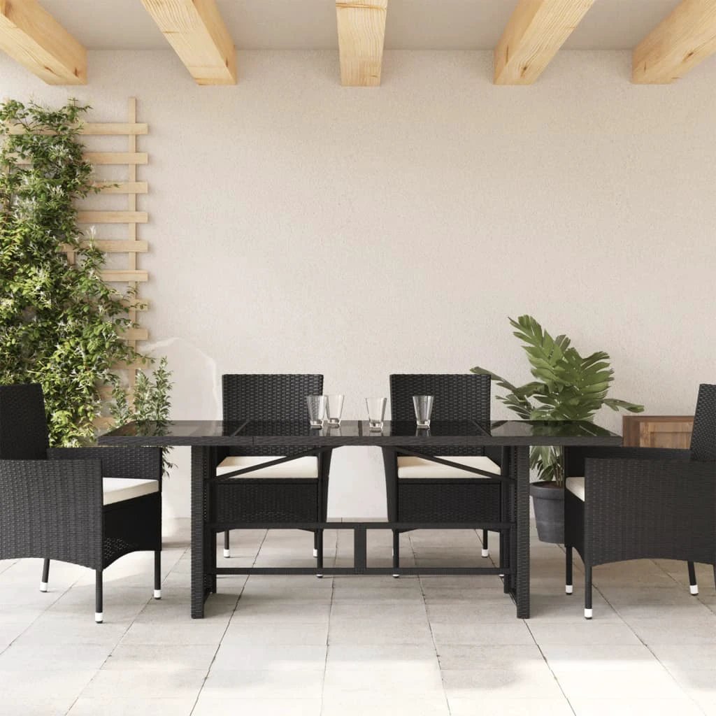 vidaXL vidaXL Garden Table with Acacia Wood Top Grey 190x80x75 cm Poly Rattan - Garden Table