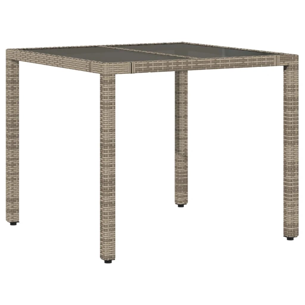 vidaXL Garden Table with Glass Top Black 90x90x75 cm Poly Rattan by vidaXL