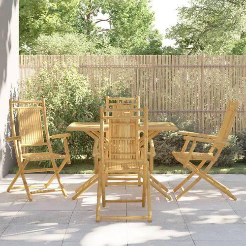 vidaXL 5 Piece Garden Dining Set Bamboo with Elegant Design for Outdoor Entertaining and Relaxation by vidaXL