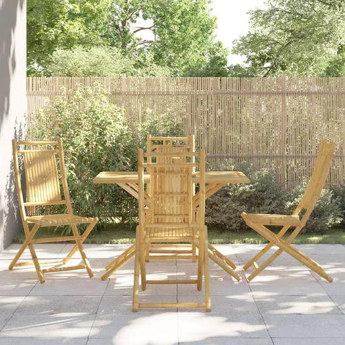 vidaXL 5 Piece Garden Dining Set Bamboo with Elegant Design for Outdoor Entertaining and Relaxation by vidaXL