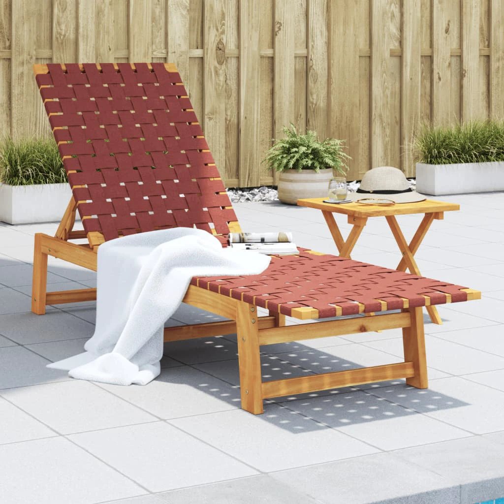 vidaXL vidaXL Sun Lounger Black Solid Wood Acacia and Fabric - Sun Lounger