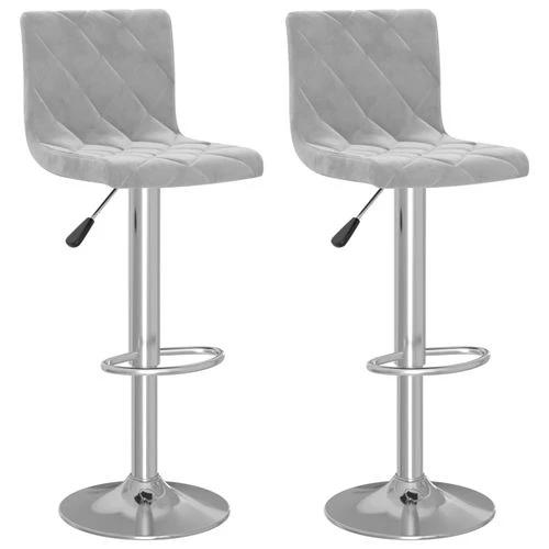 vidaXL Adjustable Bar Stools Set of 2 Light Grey Velvet with Sturdy Chromed Steel Frame for Modern Home Decor by vidaXL