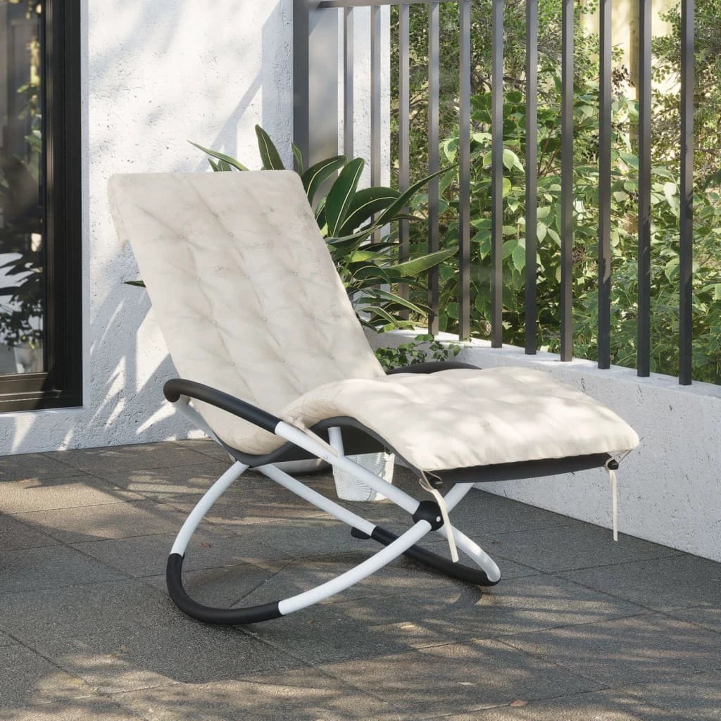 vidaXL Geometrical Sun Lounger with Cushion Black and Grey Steel by vidaXL