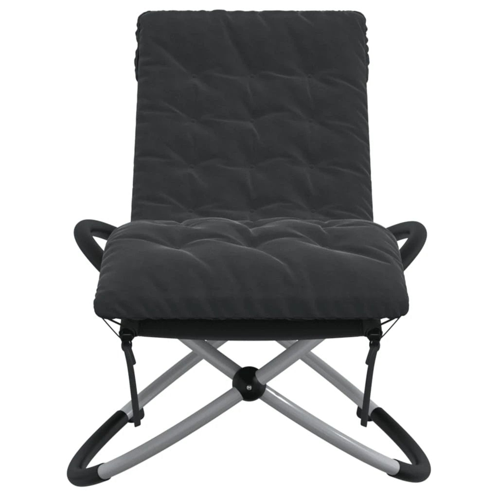 vidaXL Geometrical Sun Lounger with Cushion Black and Grey Steel by vidaXL