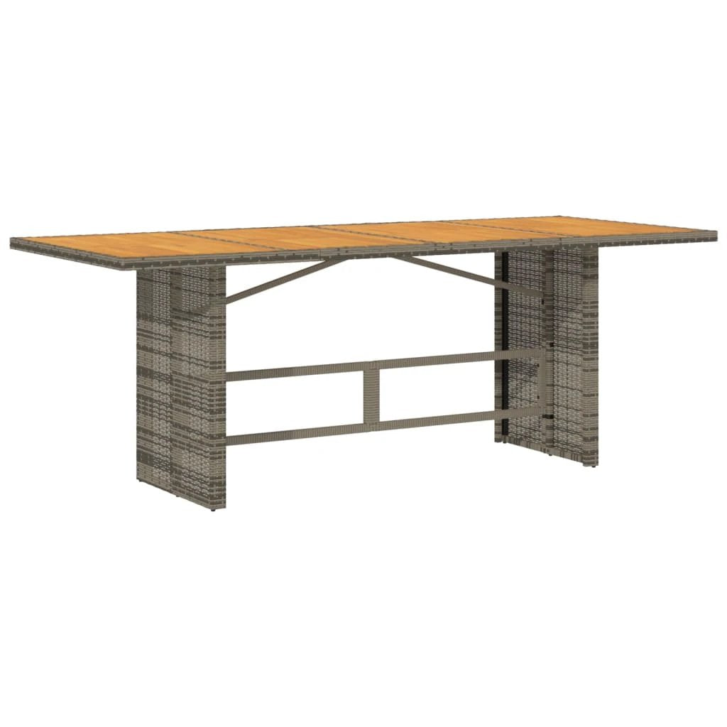 vidaXL vidaXL Garden Table with Acacia Wood Top Grey 190x80x75 cm Poly Rattan - Garden Table