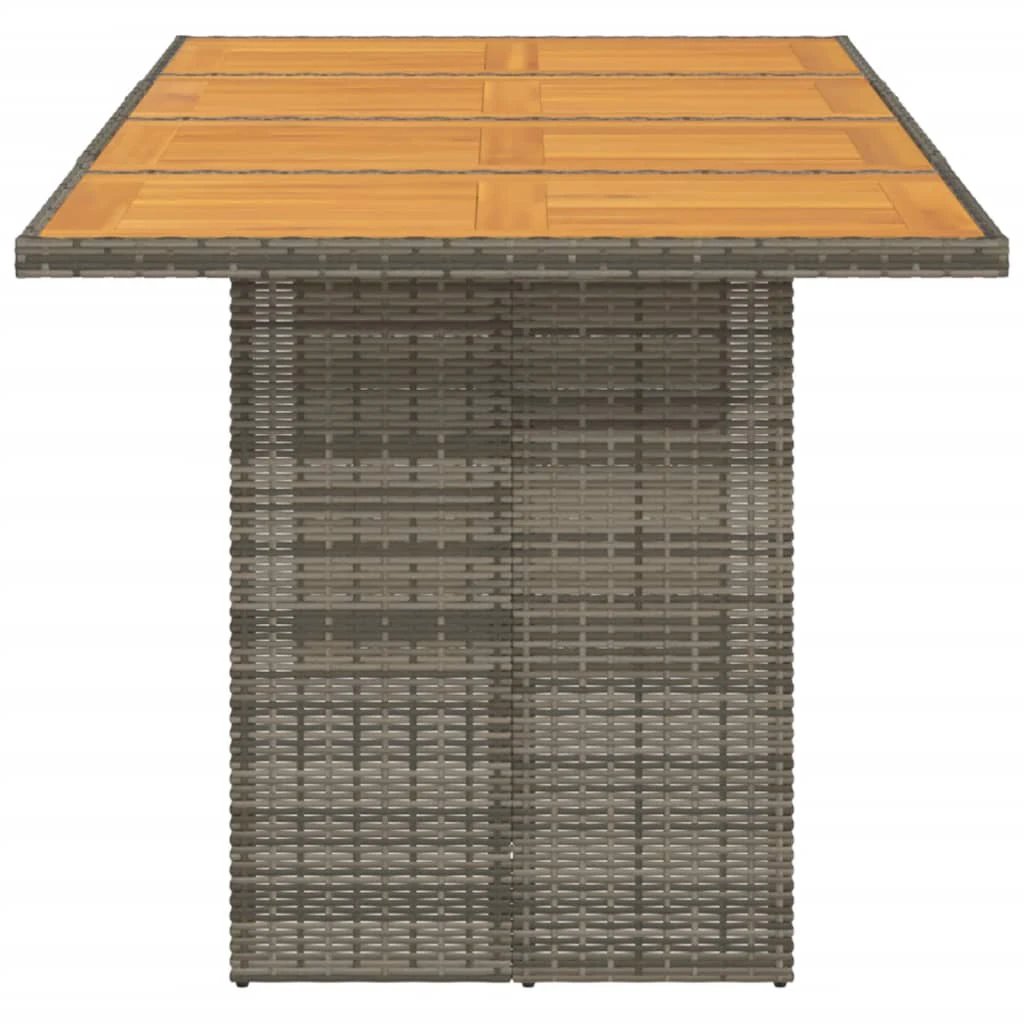 vidaXL vidaXL Garden Table with Acacia Wood Top Grey 190x80x75 cm Poly Rattan - Garden Table