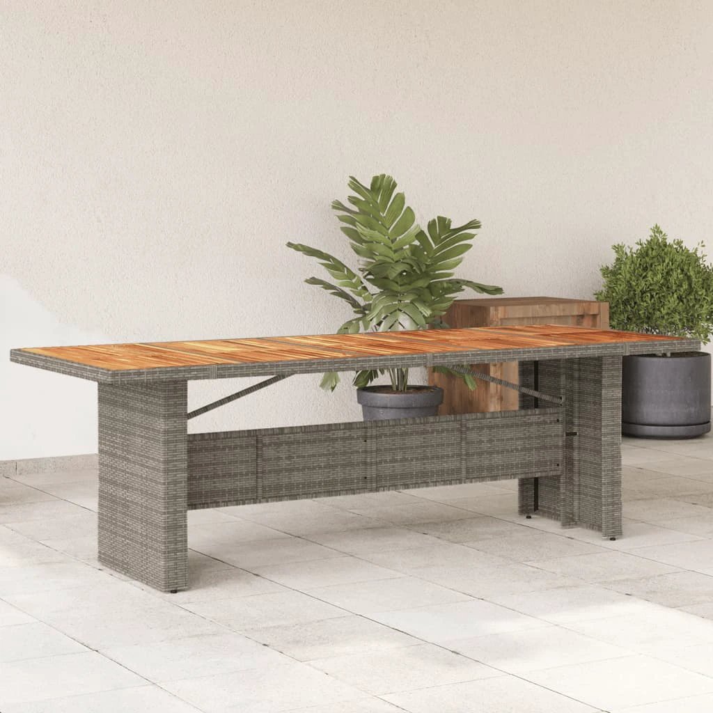 vidaXL Garden Table with Acacia Wood Top Black 240x90x75 cm Poly Rattan by vidaXL