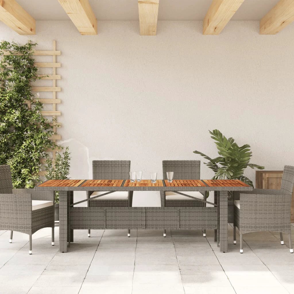 vidaXL Garden Table with Acacia Wood Top Black 240x90x75 cm Poly Rattan by vidaXL