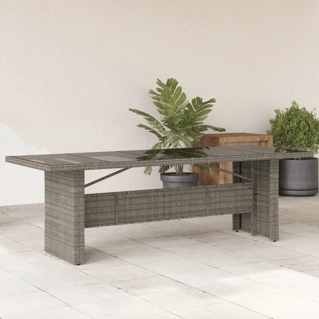 vidaXL Garden Table with Acacia Wood Top Black 240x90x75 cm Poly Rattan by vidaXL