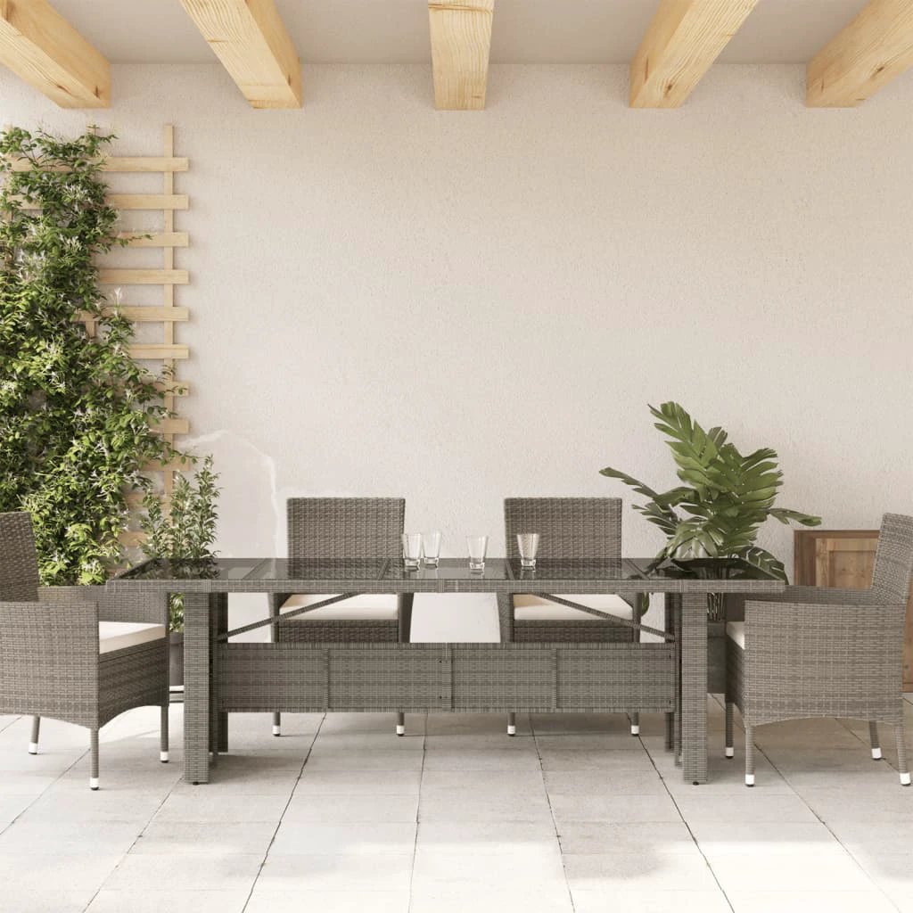 vidaXL Garden Table with Acacia Wood Top Black 240x90x75 cm Poly Rattan by vidaXL