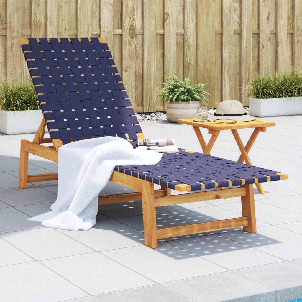 vidaXL vidaXL Sun Lounger Black Solid Wood Acacia and Fabric - Sun Lounger