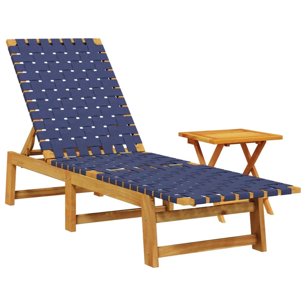 vidaXL vidaXL Sun Lounger Black Solid Wood Acacia and Fabric - Sun Lounger