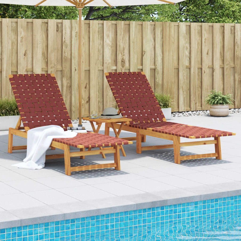 vidaXL vidaXL Sun Lounger Black Solid Wood Acacia and Fabric - Sun Lounger