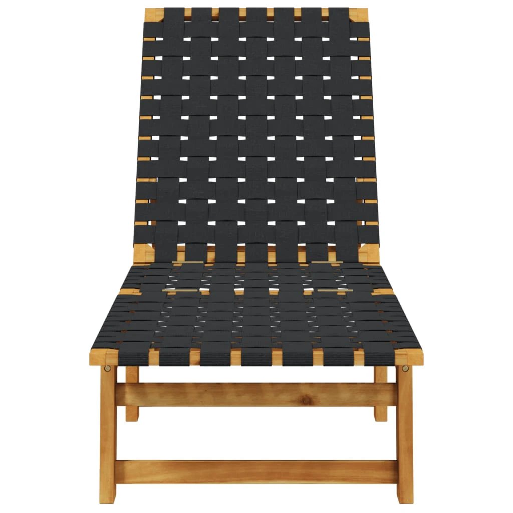 vidaXL Sun Lounger Black Solid Wood Acacia and Fabric by vidaXL