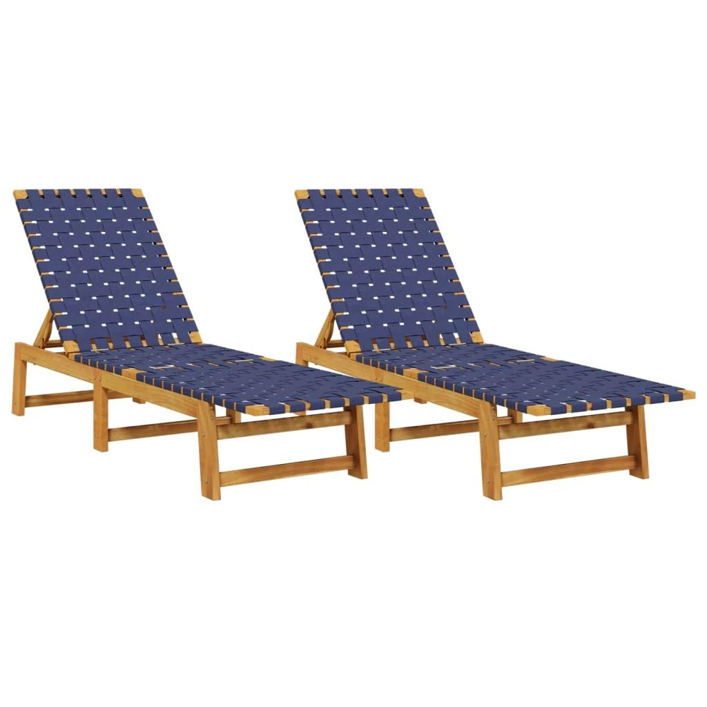 vidaXL Sun Lounger Black Solid Wood Acacia and Fabric by vidaXL