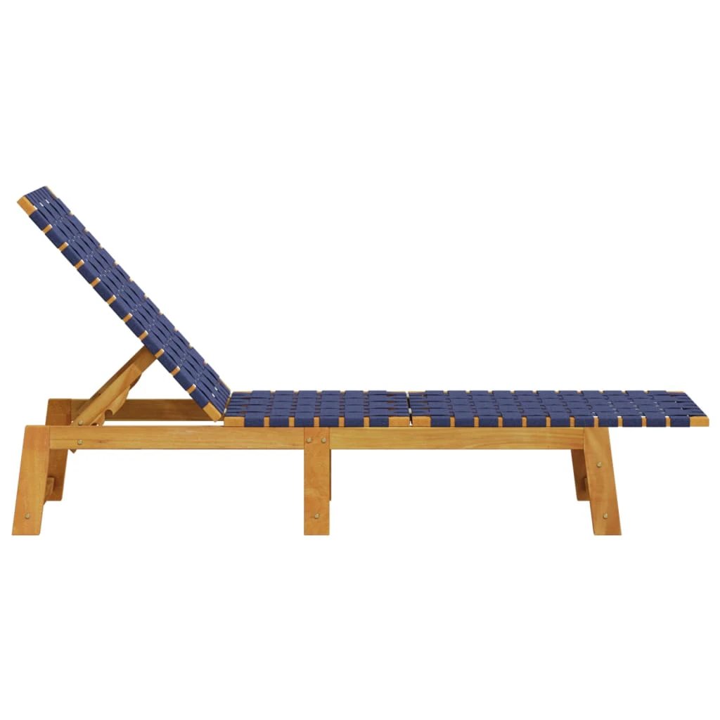 vidaXL Sun Lounger Black Solid Wood Acacia and Fabric by vidaXL
