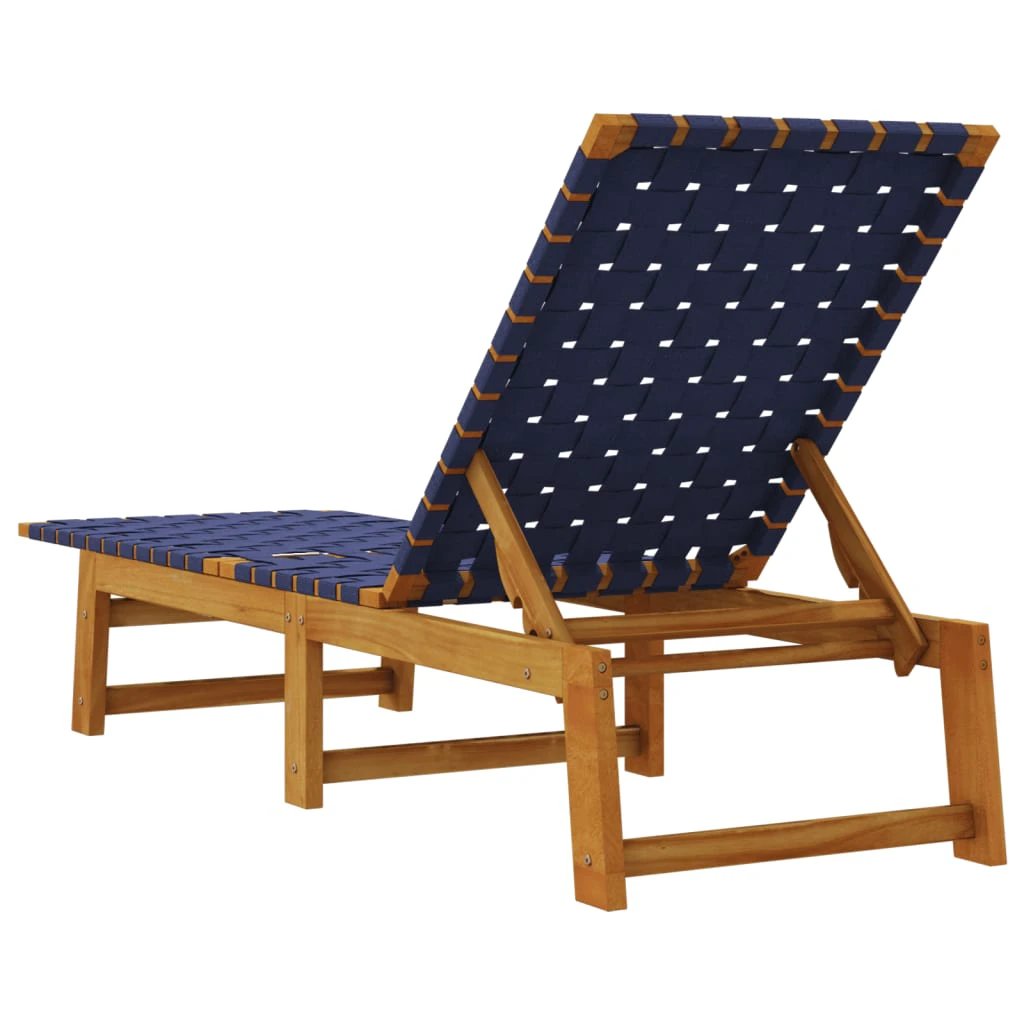 vidaXL vidaXL Sun Lounger Black Solid Wood Acacia and Fabric - Sun Lounger