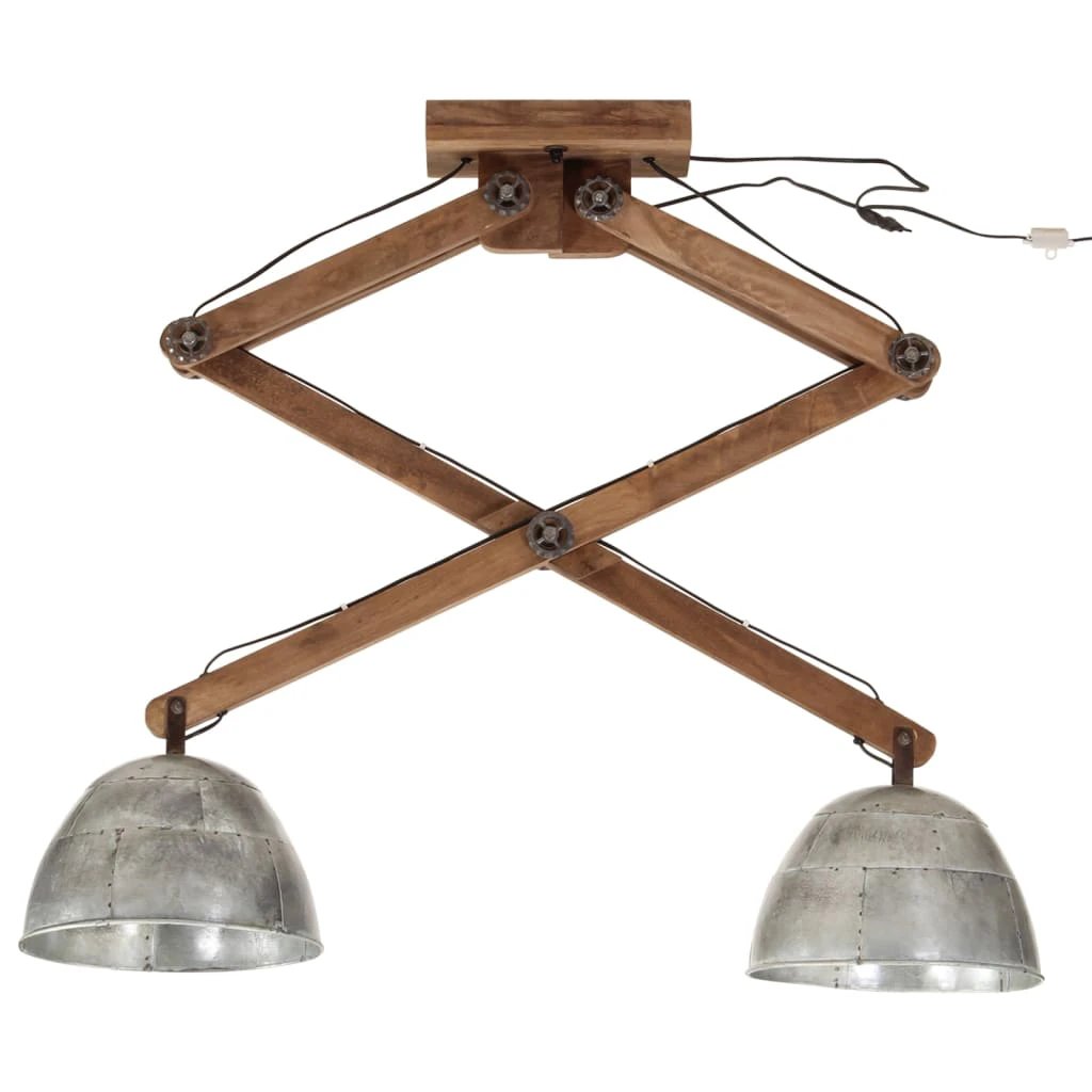 vidaXL VidaXL Ceiling Lamp 29x18x85 Cm Vintage Mango Wood Dual Brass Shades Living Room - Ceiling Lights