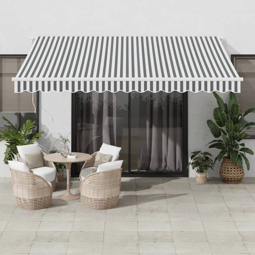 vidaXL VidaXL Manual Retractable Awning 400x350 Burgundy UV Resistant Patio Shade For Outdoors - Cover