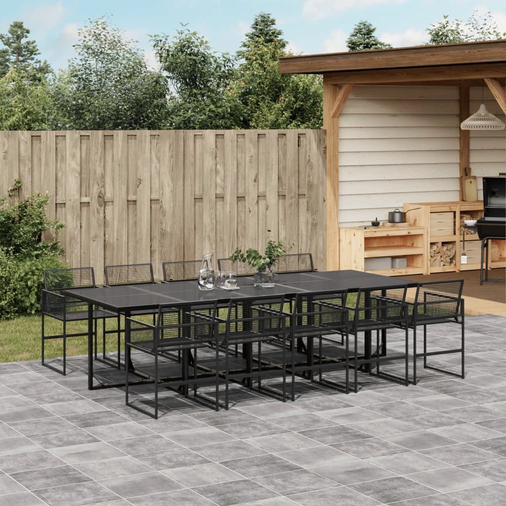 VidaXL Garden Dining Set 5 Piece Black Poly Rattan Outdoor by vidaXL
