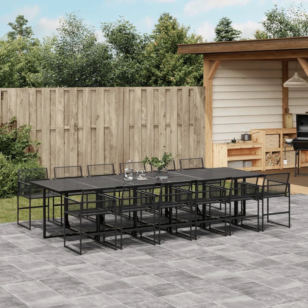 VidaXL Garden Dining Set 5 Piece Black Poly Rattan Outdoor by vidaXL