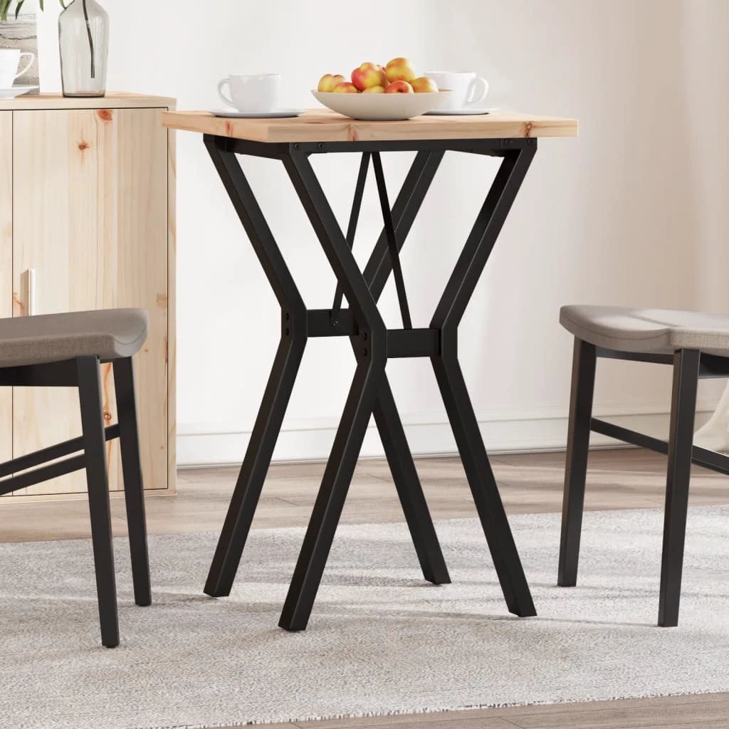 VidaXL Dining Table Y Frame 50x50x75.5 cm Solid Pine and Cast Iron Ideal for Family Dining Rooms by vidaXL