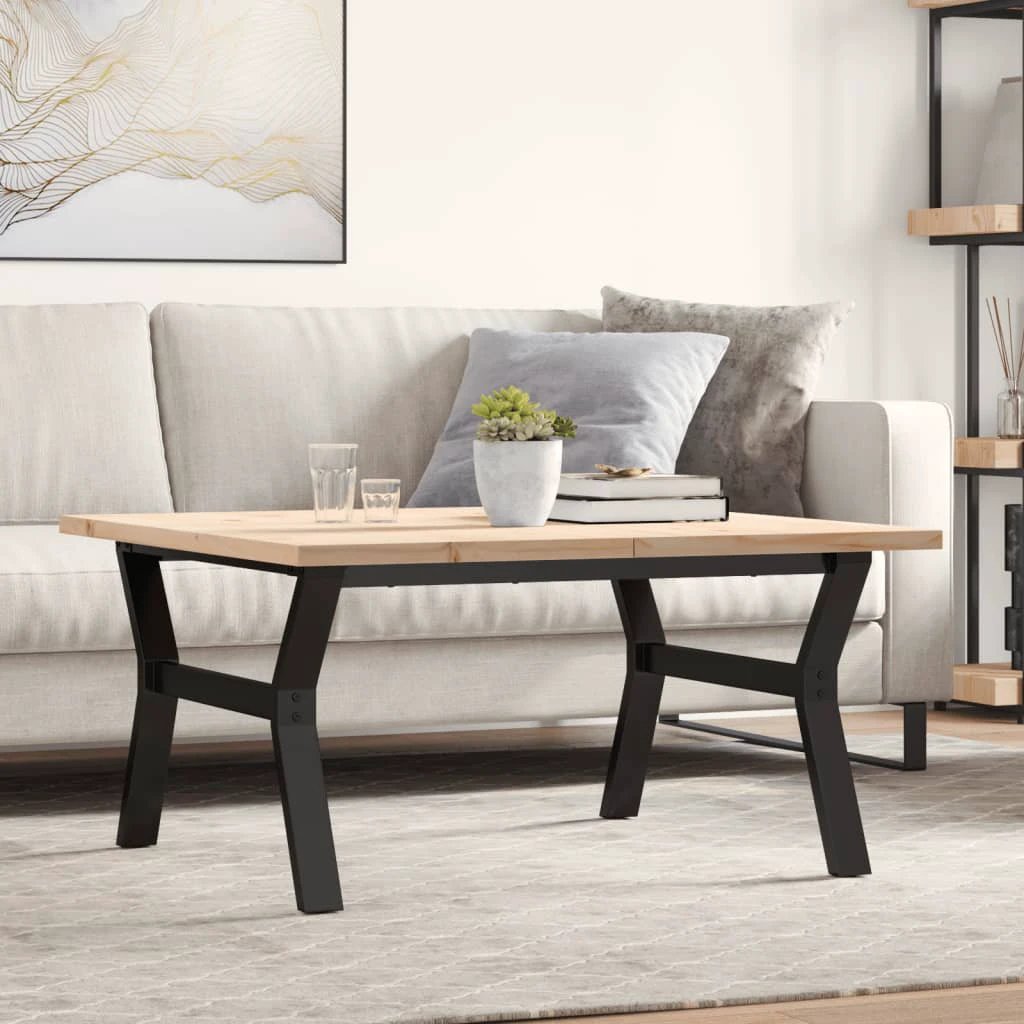 vidaXL vidaXL Coffee Table 90x90x45.5 Pine Cast Iron - Coffee Table