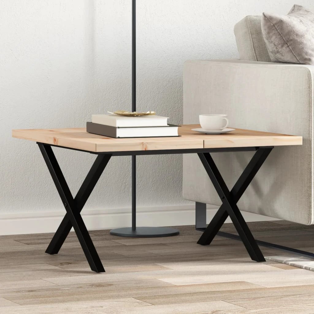 vidaXL VidaXL Coffee Table 60x60x40.5 cm Solid Pine and Cast Iron Frame for Living Room - Coffee Table