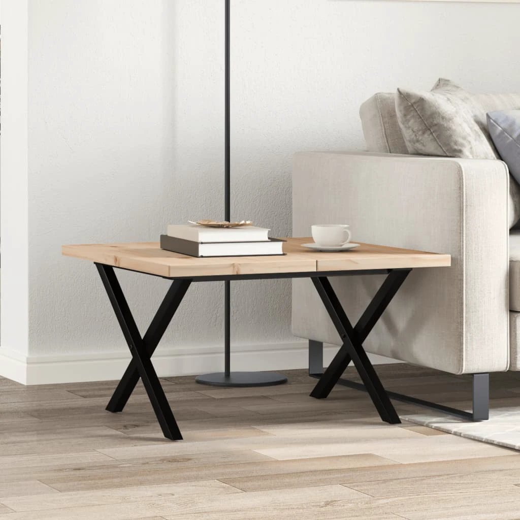 vidaXL VidaXL Coffee Table 60x60x40.5 cm Solid Pine and Cast Iron Frame for Living Room - Coffee Table