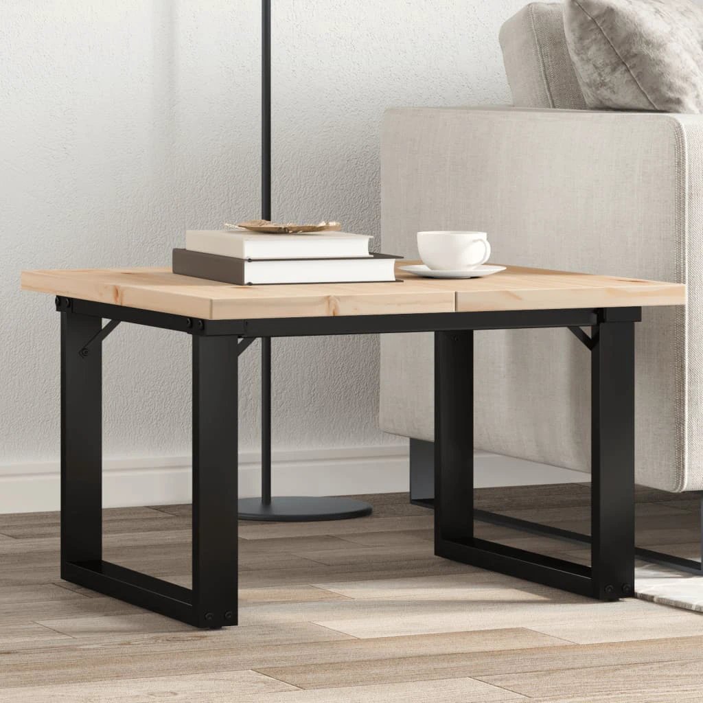 VidaXL Coffee Table O Frame 70x70x40.5 Cm Solid Pine Wood And Cast Iron For Living Room by vidaXL