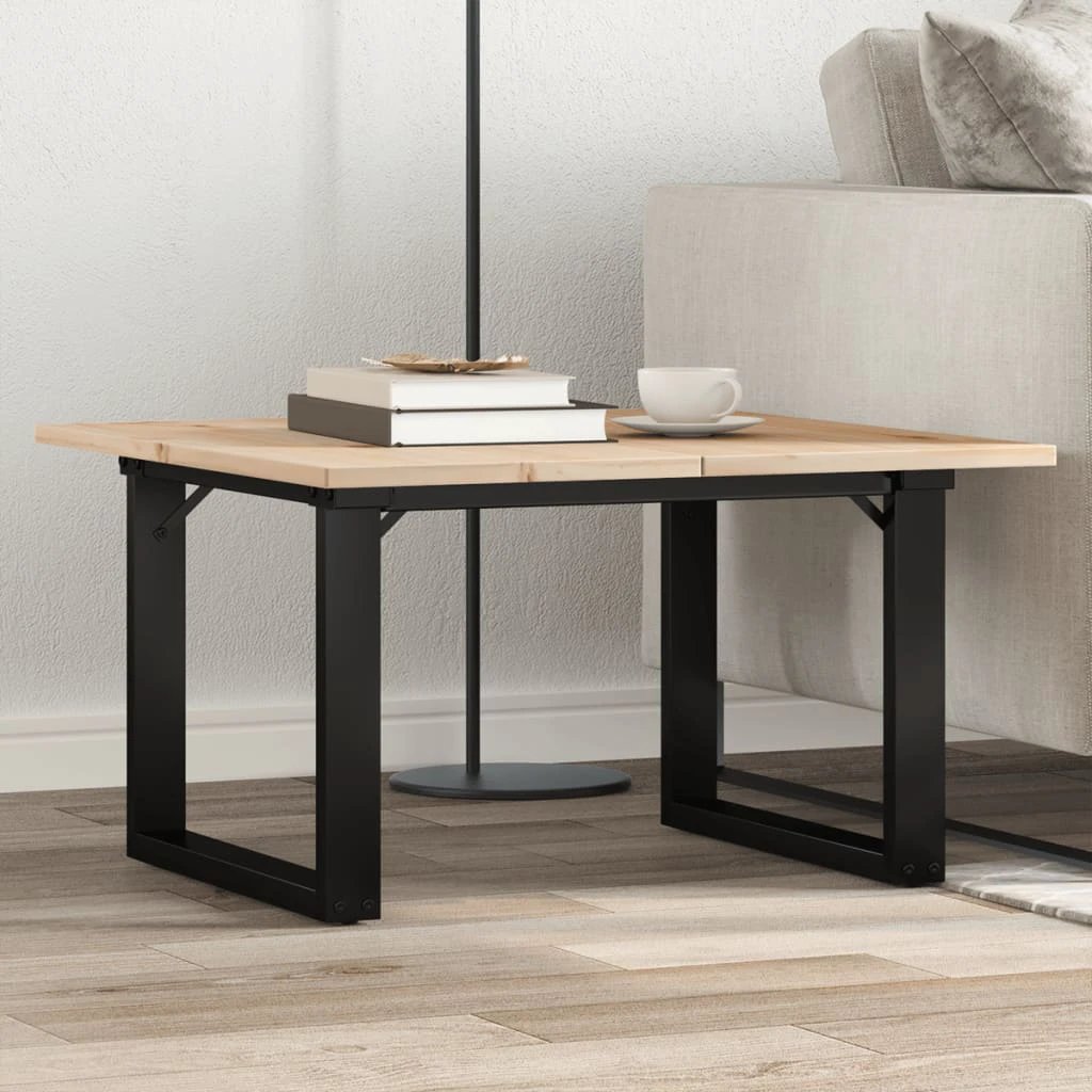 vidaXL VidaXL Coffee Table 60x60x40 Cm O Frame Solid Pine Cast Iron Living Room Decor Accent - Coffee Table