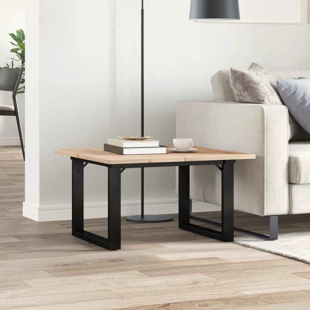 vidaXL VidaXL Coffee Table 60x60x40 Cm O Frame Solid Pine Cast Iron Living Room Decor Accent - Coffee Table