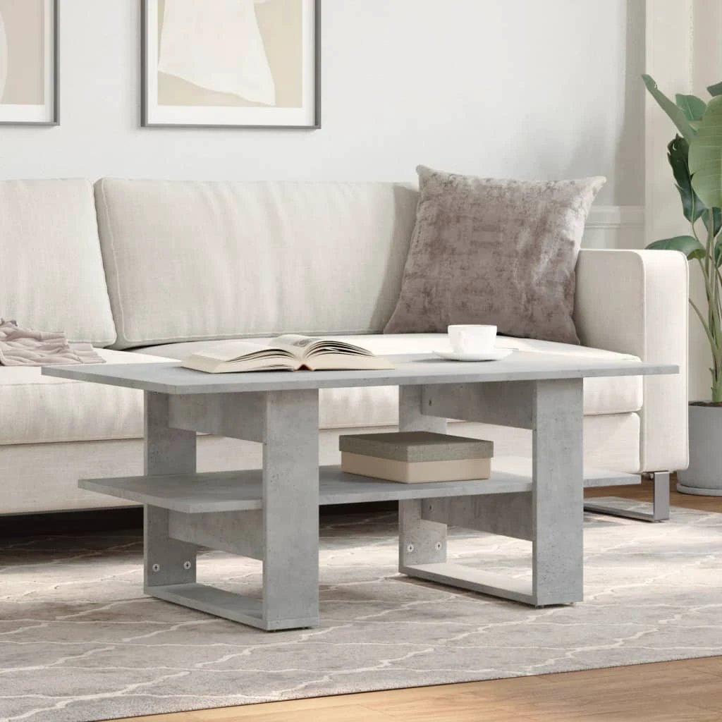 vidaXL Coffee Table 102x55x42 cm Concrete Grey Engineered Wood With Shelf Living Room by vidaXL