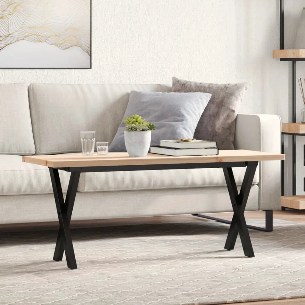 vidaXL VidaXL Coffee Table 110 x 40 x 45.5 cm Solid Pine and Cast Iron For Living Room - Coffee Table