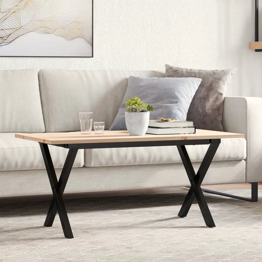 VidaXL Coffee Table 90x40x45 Cm Solid Pine Wood And Cast Iron XFrame Living Room by vidaXL