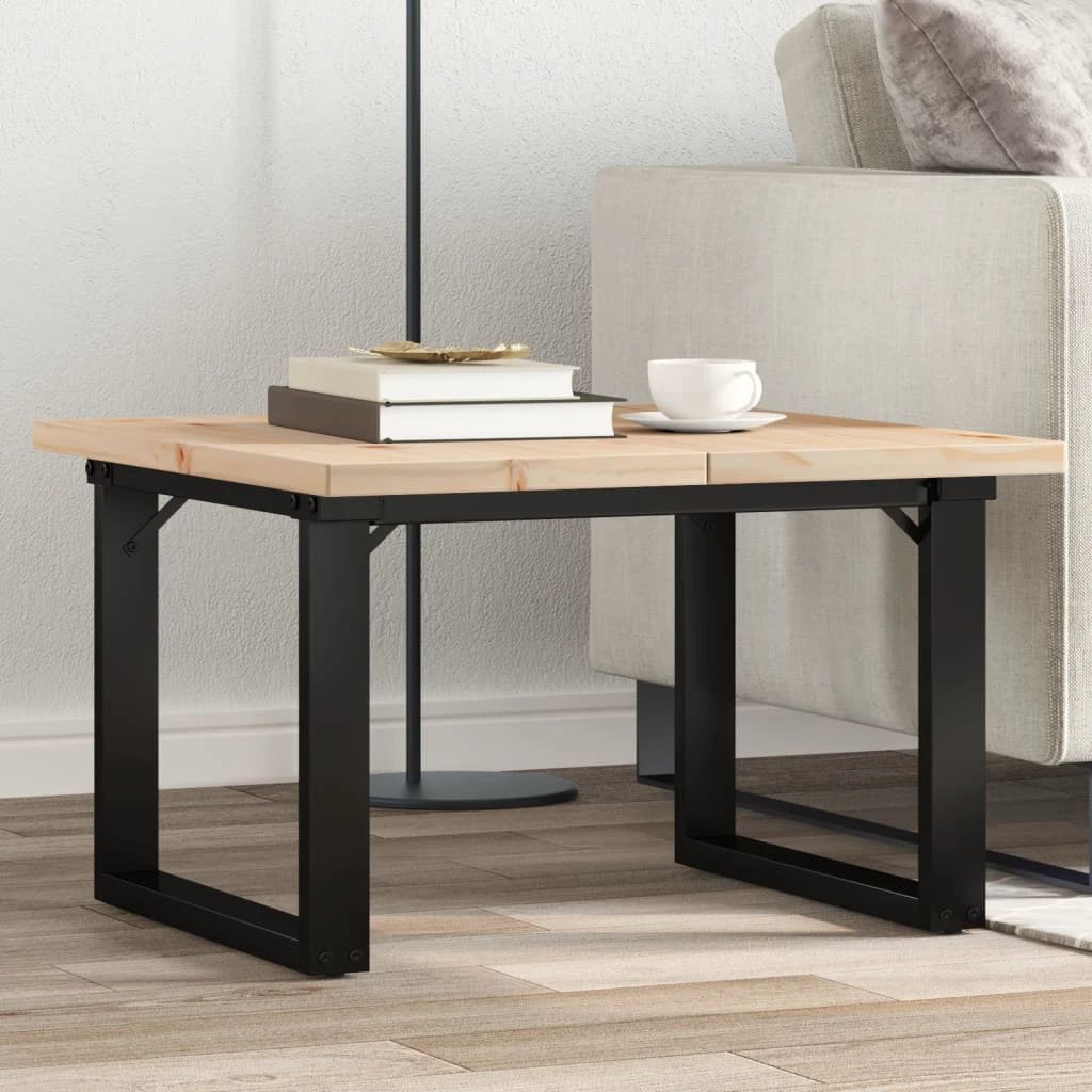 vidaXL vidaXL Coffee Table 60x60x40.5 Cm Solid Pine Wood Cast Iron Frame for Living Room - Coffee Table