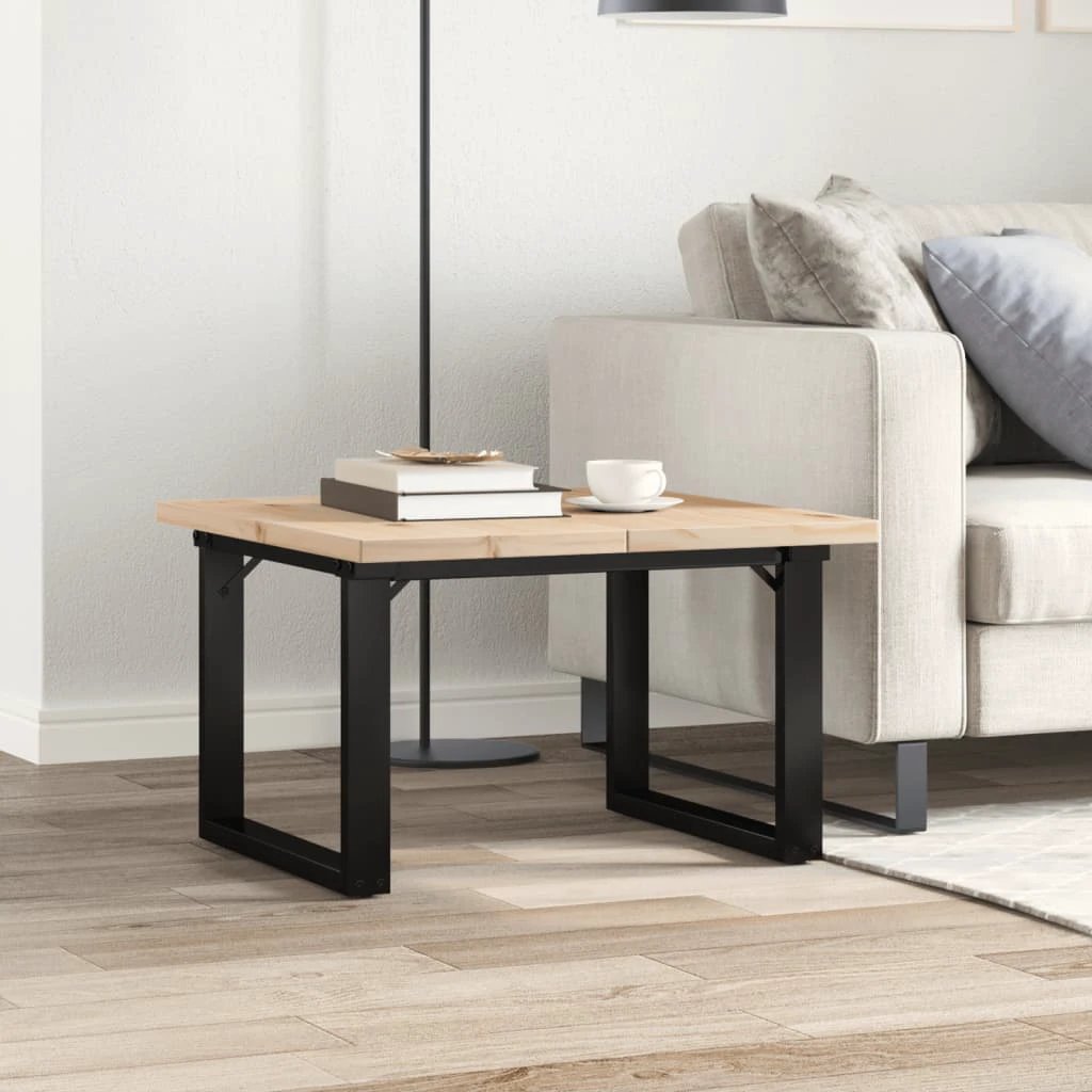 vidaXL vidaXL Coffee Table 60x60x40.5 Cm Solid Pine Wood Cast Iron Frame for Living Room - Coffee Table