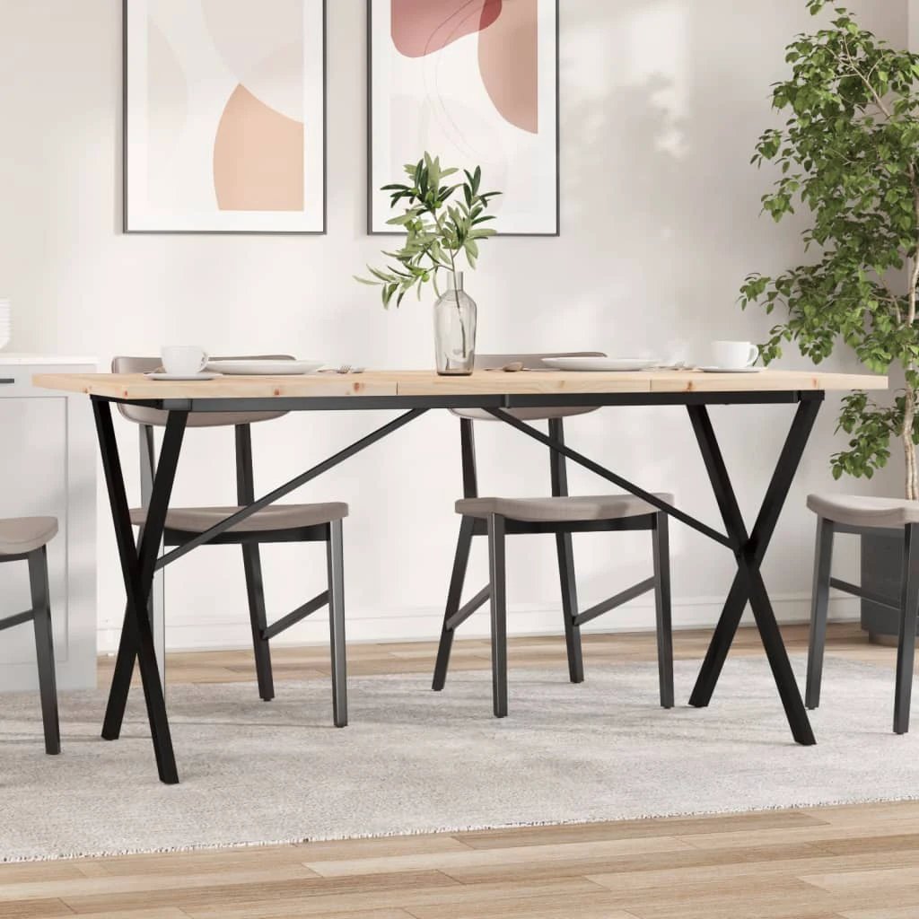 vidaXL VidaXL Dining Table XFrame 140x80 Cast Iron Home - Dining Table