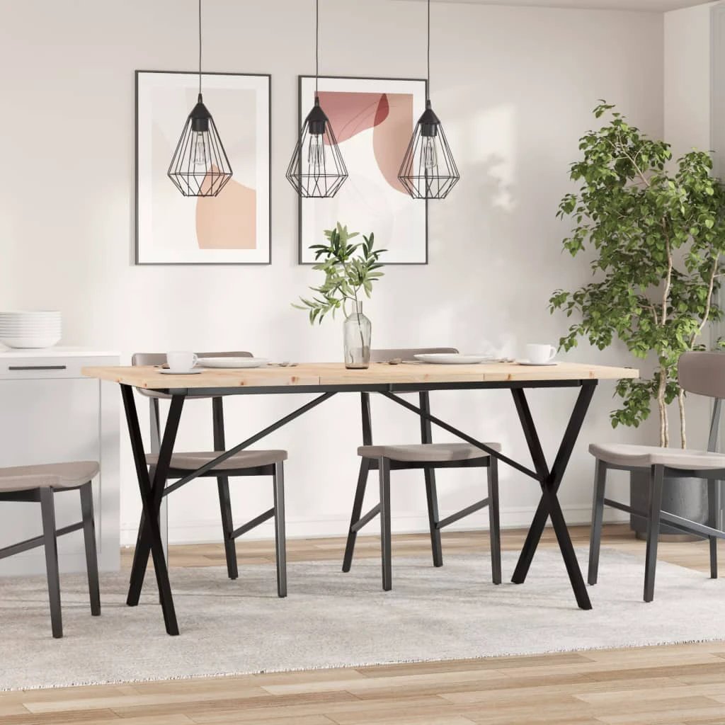 vidaXL VidaXL Dining Table XFrame 140x80 Cast Iron Home - Dining Table