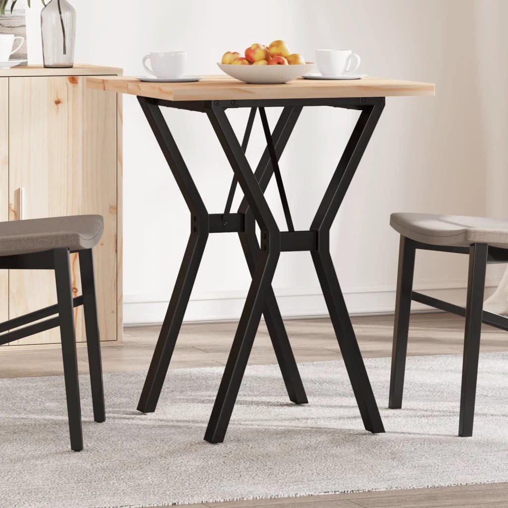 vidaXL Dining Table Y Frame 60x60x75.5 cm Solid Pine And Cast Iron With Rustic Knot Details For Family Meals by vidaXL