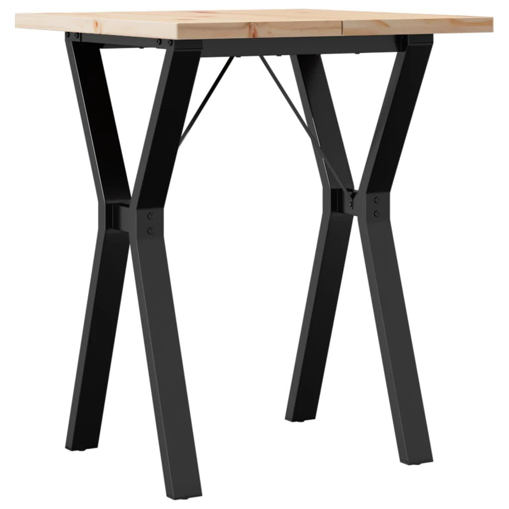 vidaXL Dining Table Y Frame 60x60x75.5 cm Solid Pine And Cast Iron With Rustic Knot Details For Family Meals by vidaXL