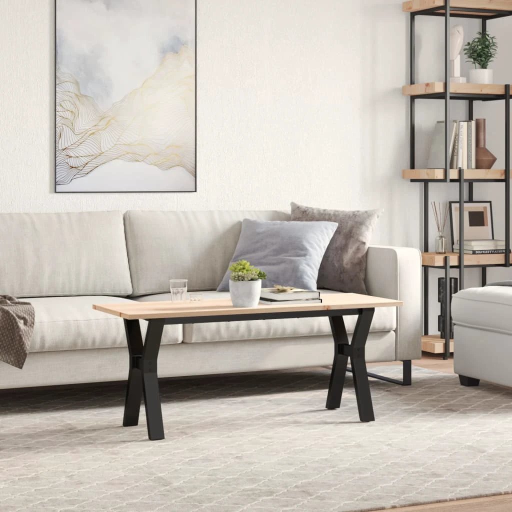 vidaXL VidaXL Coffee Table Y Frame 110x40x45 cm Solid Pine Wood And Cast Iron Rustic Industrial Living Room - Coffee Table
