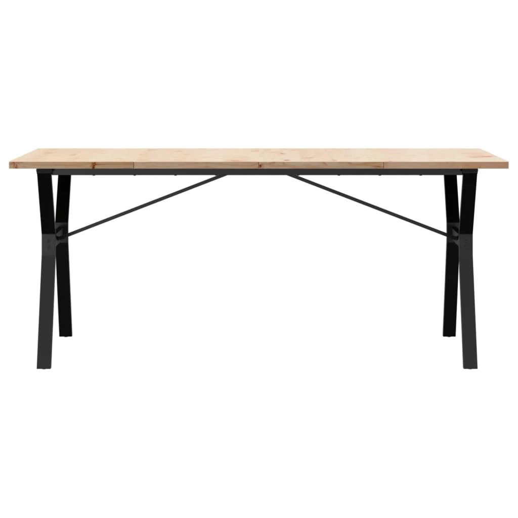 VidaXL Dining Table 180x90x75.5 cm Solid Pine and Cast Iron Y Frame For Family Dining by vidaXL