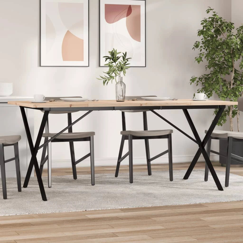 vidaXL VidaXL Dining Table 180x90x75.5 cm Solid Pine Wood And Cast Iron XFrame For Dining Room - Dining Table