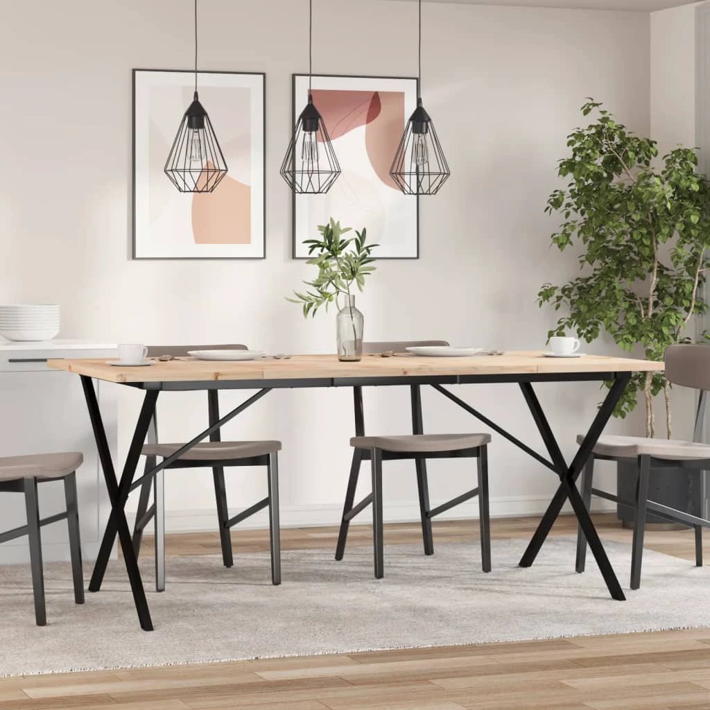 vidaXL VidaXL Dining Table 180x90x75.5 cm Solid Pine Wood And Cast Iron XFrame For Dining Room - Dining Table