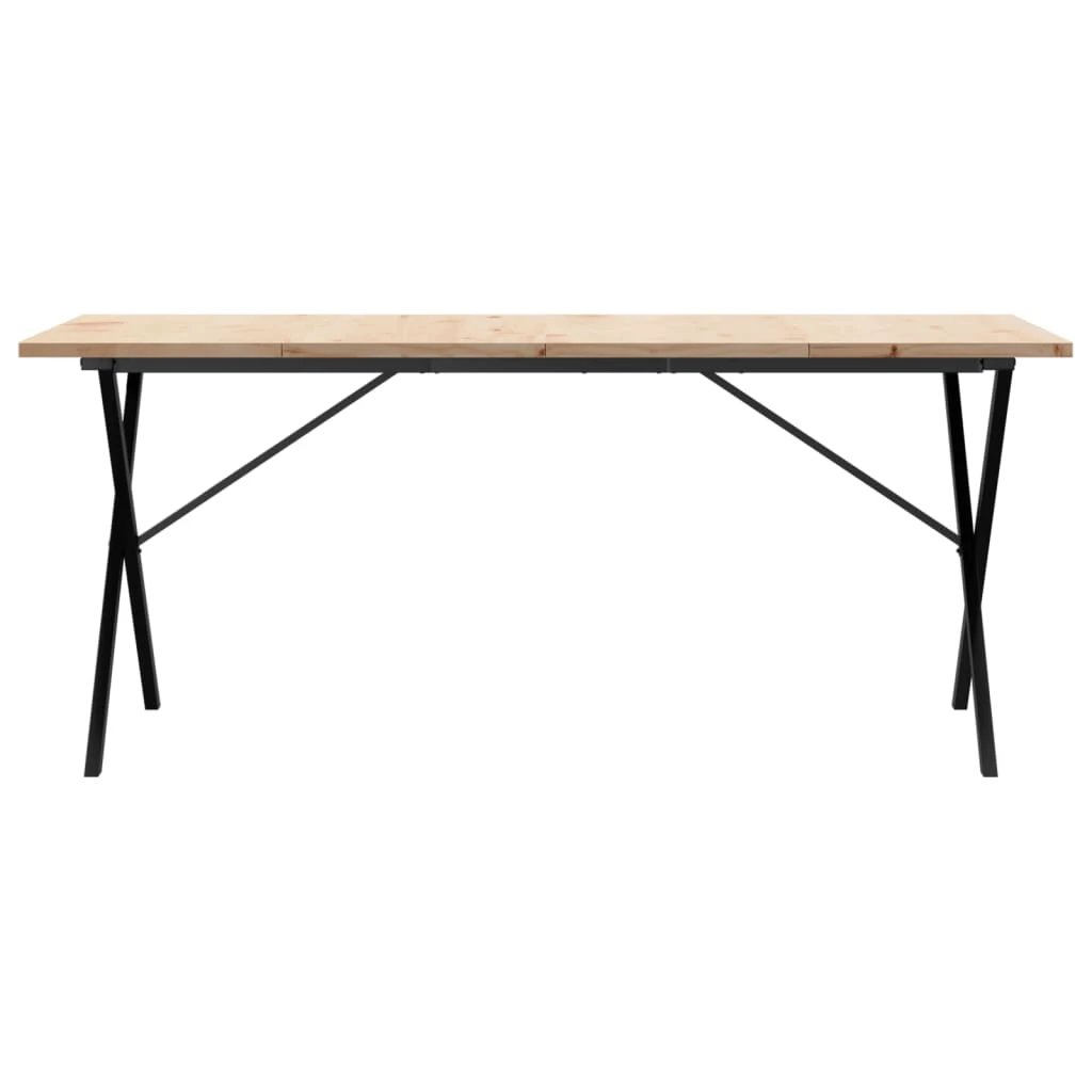 vidaXL VidaXL Dining Table 180x90x75.5 cm Solid Pine Wood And Cast Iron XFrame For Dining Room - Dining Table